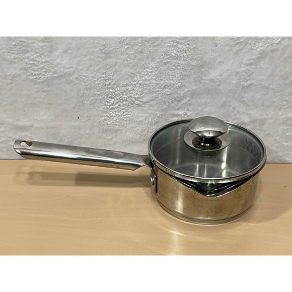 WearEver Stainless Saucepan Set 1 Qt + 2 Qt Glass Strainer Lids Double Spout - Picture 10 of 12